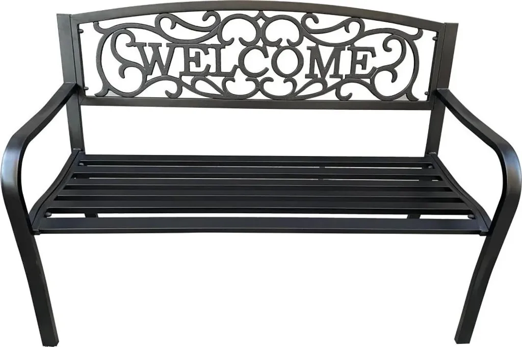 Banc de jardin IRIDESA noir en métal robuste pour terrasse élégante