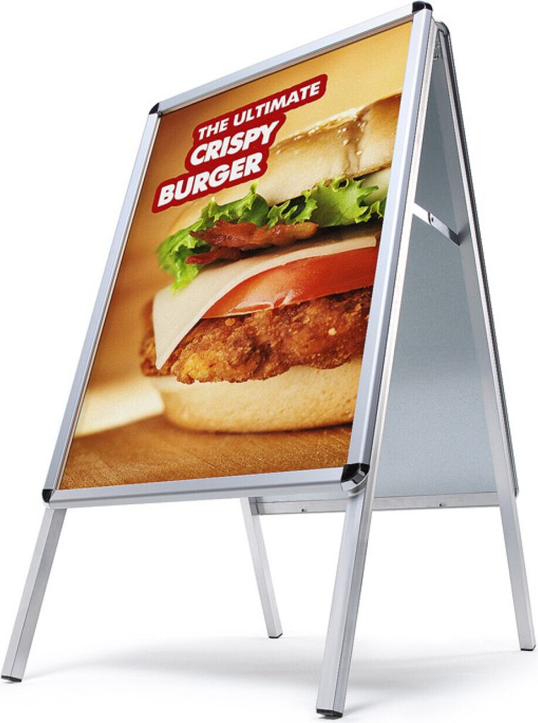 Showdown Kundenstopper Standard - DIN A1 Rondo - Metalrückwand - Aluminium - Silber