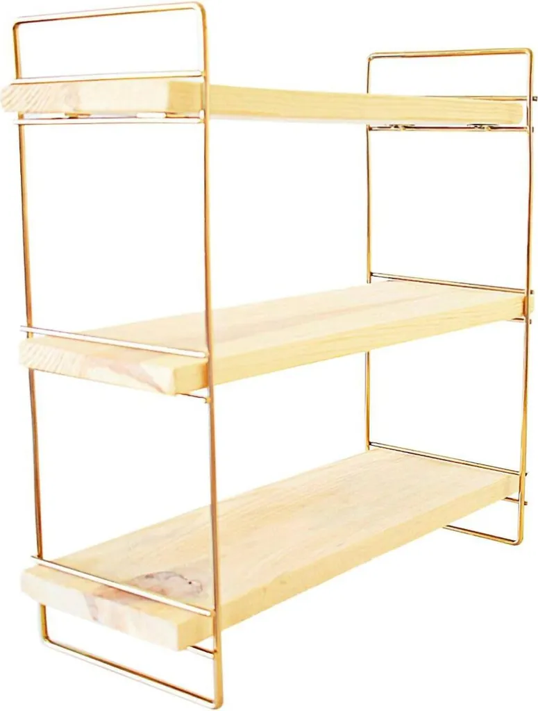 Étagère Murale Dorée Édouard 3 Niveaux 40cm, Petit Meuble de Rangement