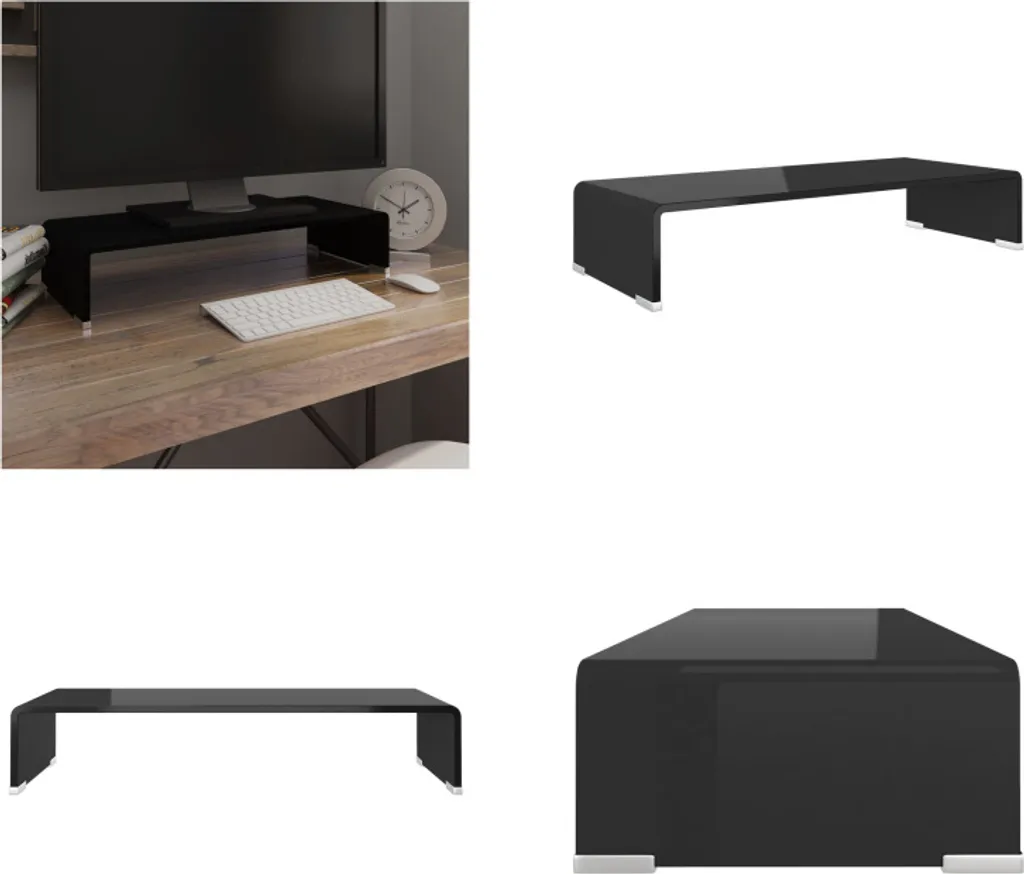 OFFERTA Rialzo Monitor TV Vetro Nero 60x25x11 cm - vidaXL 244135