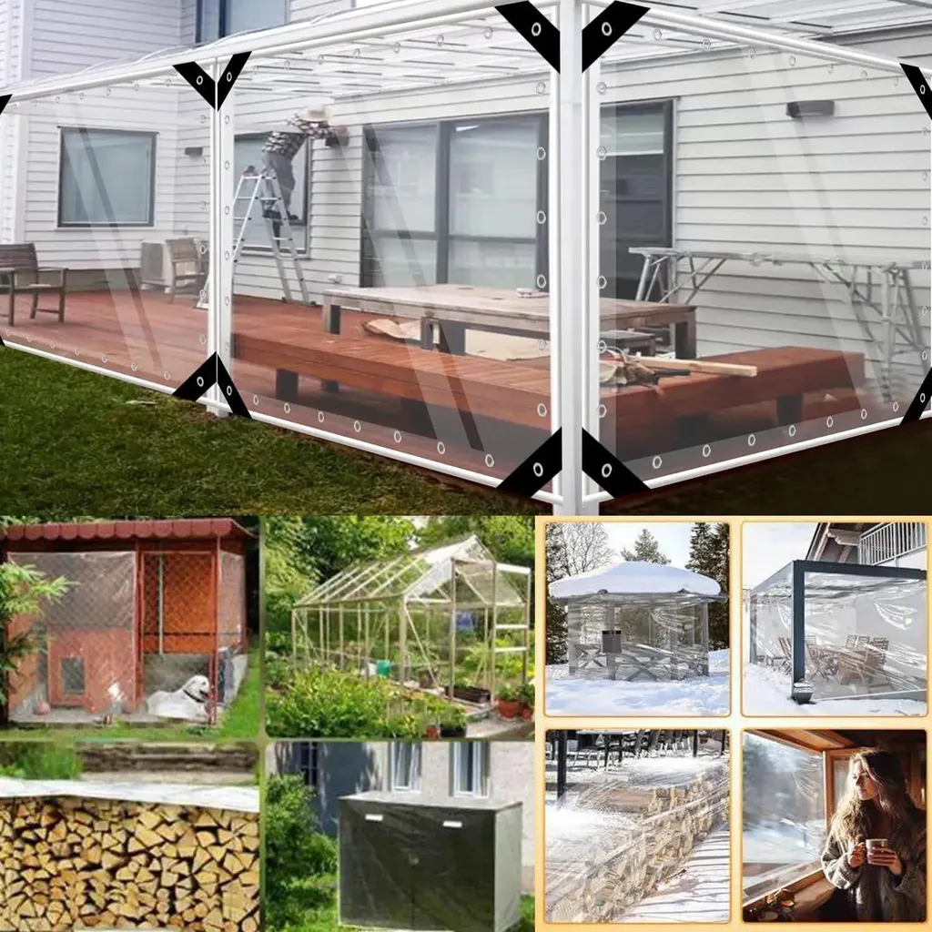 Bâche PVC 2x4 m imperméable et coupe-vent - Protection transparente UV