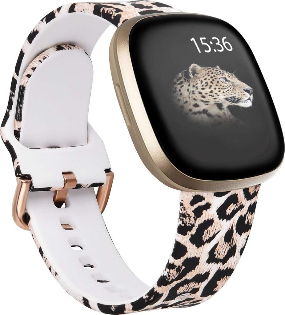 Strap-it Lucky Leopard Silikonarmband – passend für Fitbit Versa 3 und Fitbit Sense (1) – Leopardenmuster