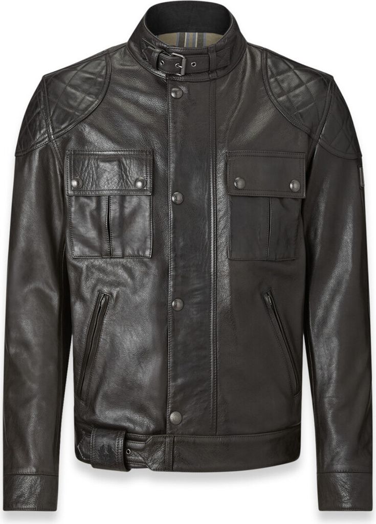 Belstaff Brooklands Motorrad Lederjacke, schwarz, M