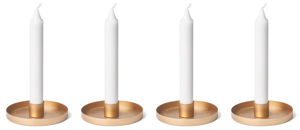 Novaliv 12er-Set Stabkerzenhalter 9cm Metall rund Kerzenpick matt GOLD Weihnachtsdekoration candle holder Kerzenhalter Tafelkerzen scandic chic Adv...