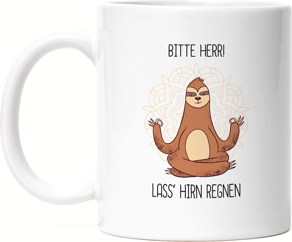 Lass Hirn Regnen Tasse Lustig Spruch Ironie Faultier Geschenk-Idee Bürokollegen Chillen
