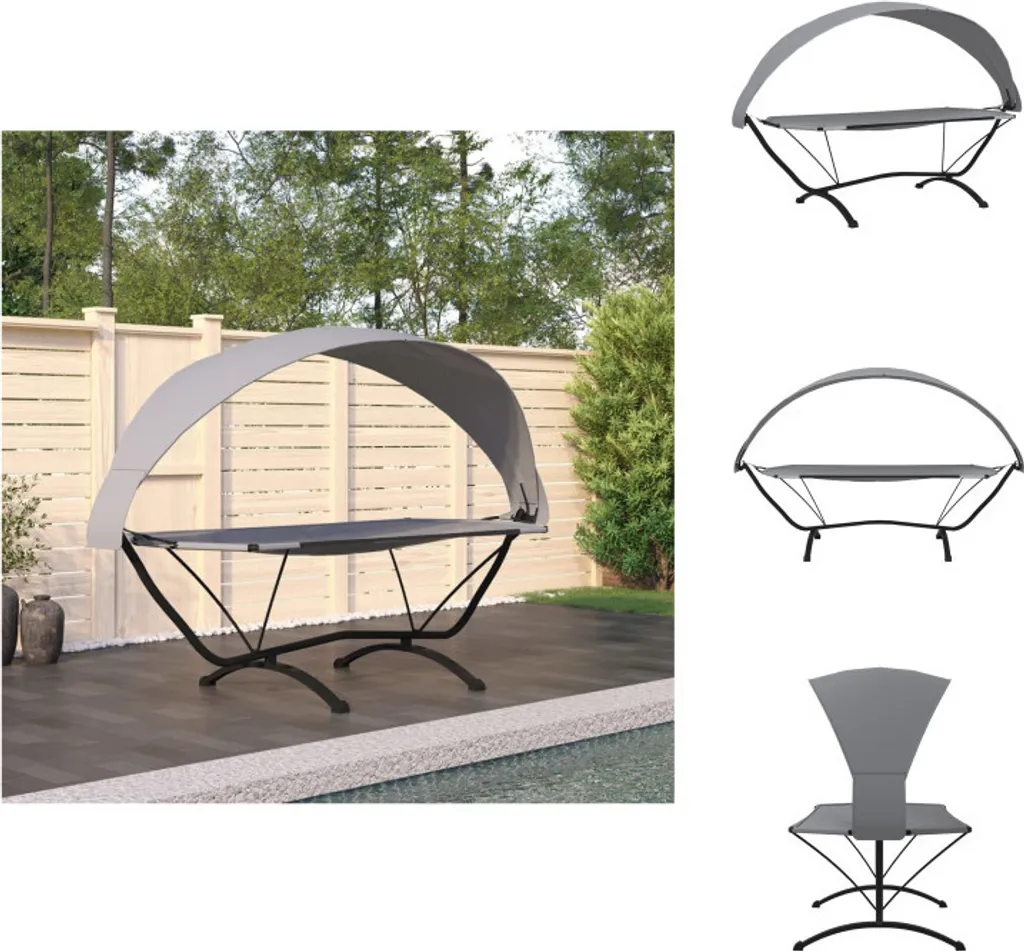 VidaXL Lettino Giardino con Tettuccio - Comfort Oxford e Acciaio