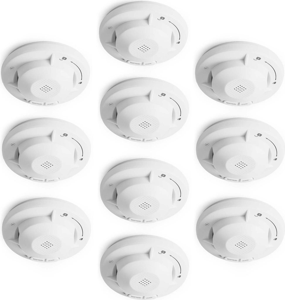 Wiltec Rauchmelder vernetzt 10x mit 10-Jahres-Batterie und Funktechnologie Fotoelektrischer Feuermelder mit 810 dB Alarm für effektiven Brandschut...