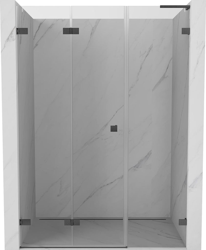 Mexen Lunar-F L Falttür Duschwand links 130 cm, transparent, Gun Gray gebürstet - 836SL-130-050-66-00-L