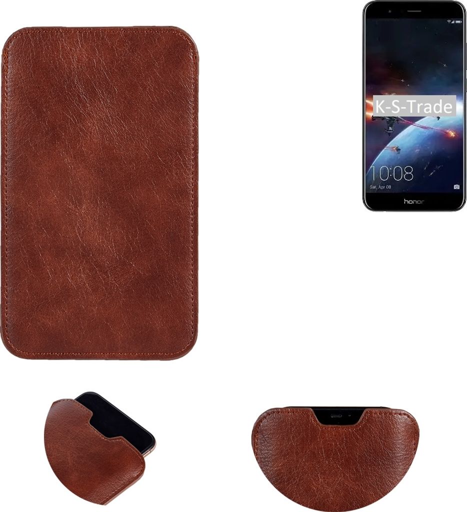 K-S-Trade Schutzhülle Handyhülle kompatibel mit Huawei Honor 8 Pro Handytasche Kunstleder Sleeve in braun