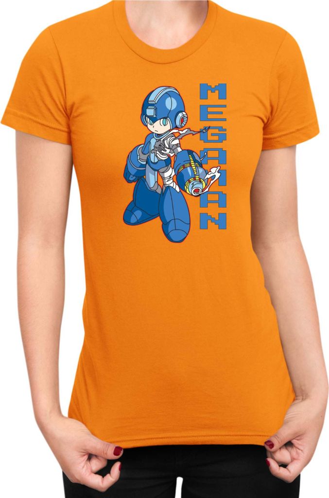 Damen T-Shirt Manga Japan Anime Comics Animation Video Game Mega-Man, Lady XL / Orange