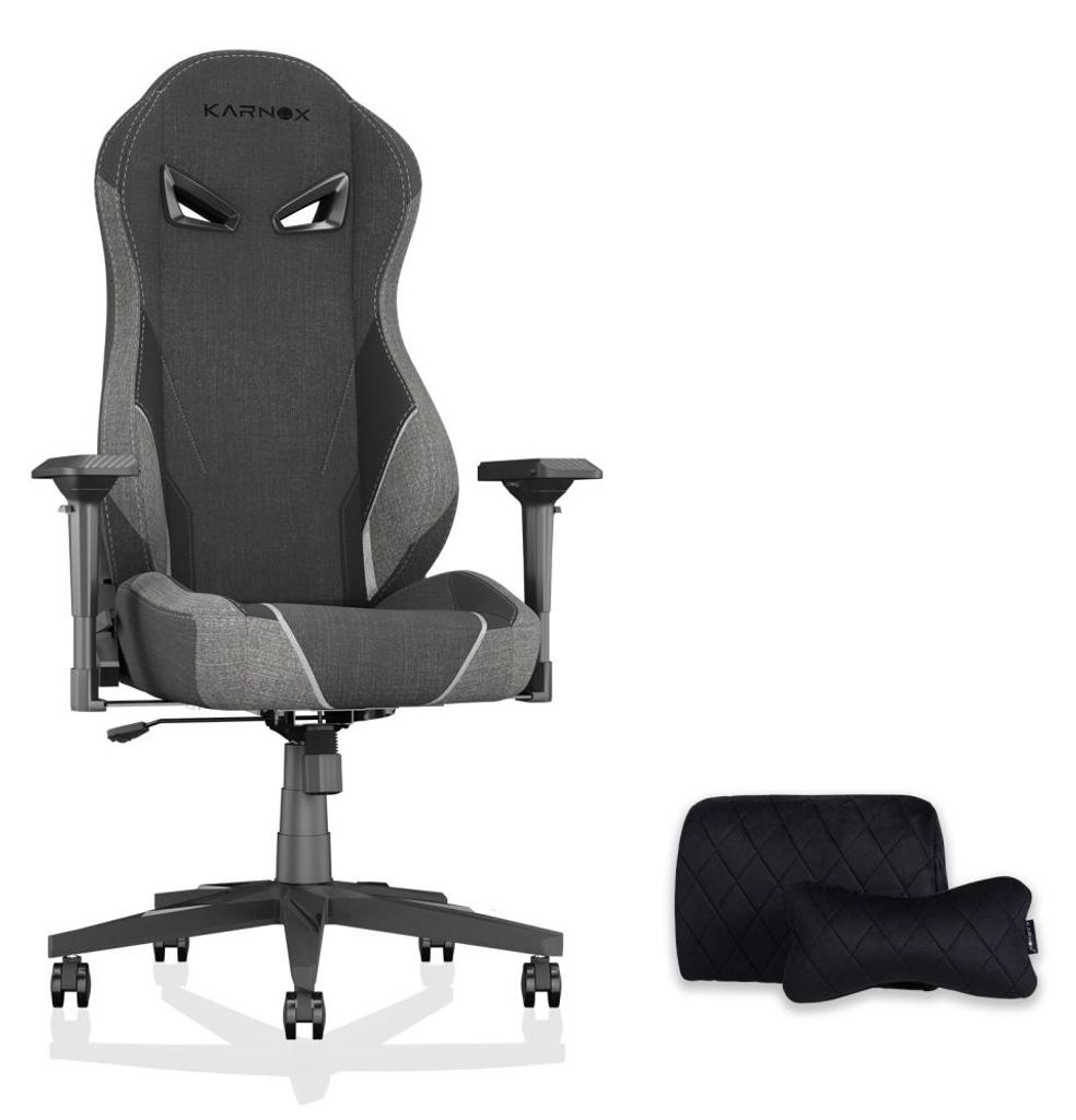 AIORBER Ergonomischer Gaming Stuhl aus Stoff, Bürostuhl mit 4D-Armlehnen, Kopf- und Lordosenkissen, 155° Rückenlehne, Dunkelgrau