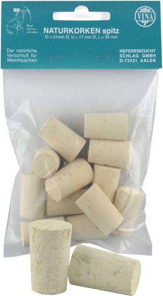 Vina Naturkorken Spitzkorken Korken konisch Ø 21/17 mm 10 Produktbild 
