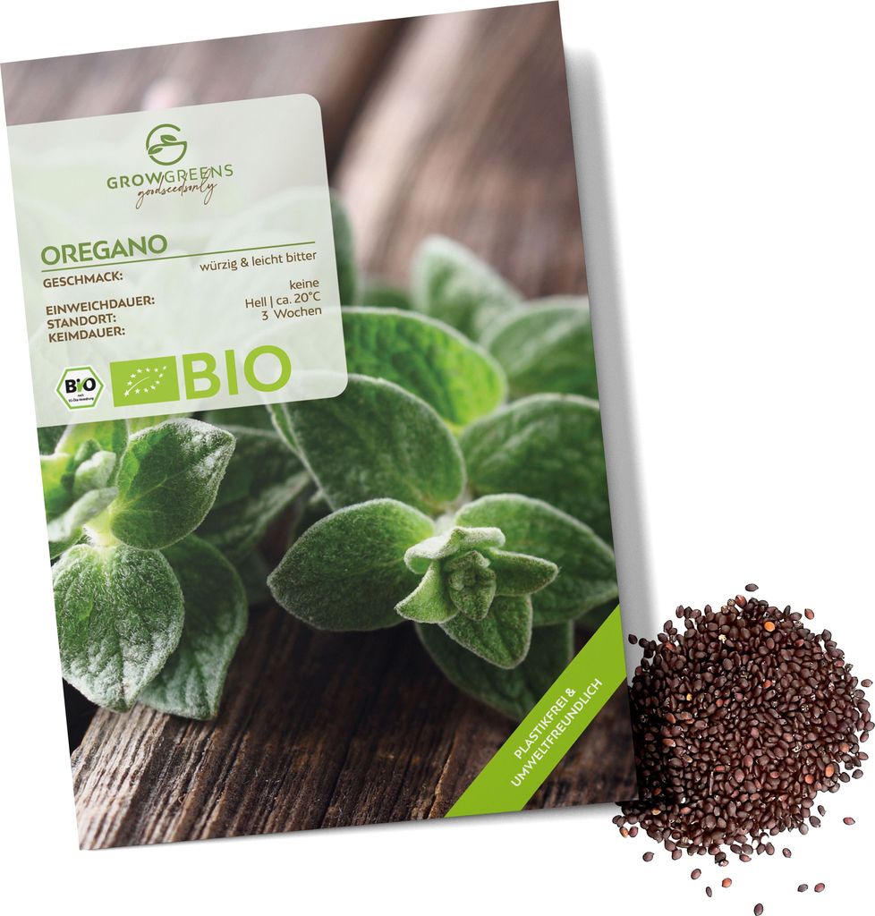 Oregano Samen - Küchenkräuter Saatgut aus biologischem Anbau ideal für den heimischen Kräutergarten, Balkon & Garten (750 Korn)