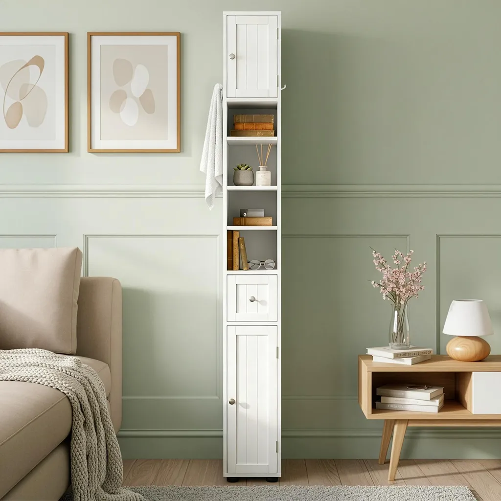 Armoire gain de place pour WC et petits espaces 20 cm avec rangement haut