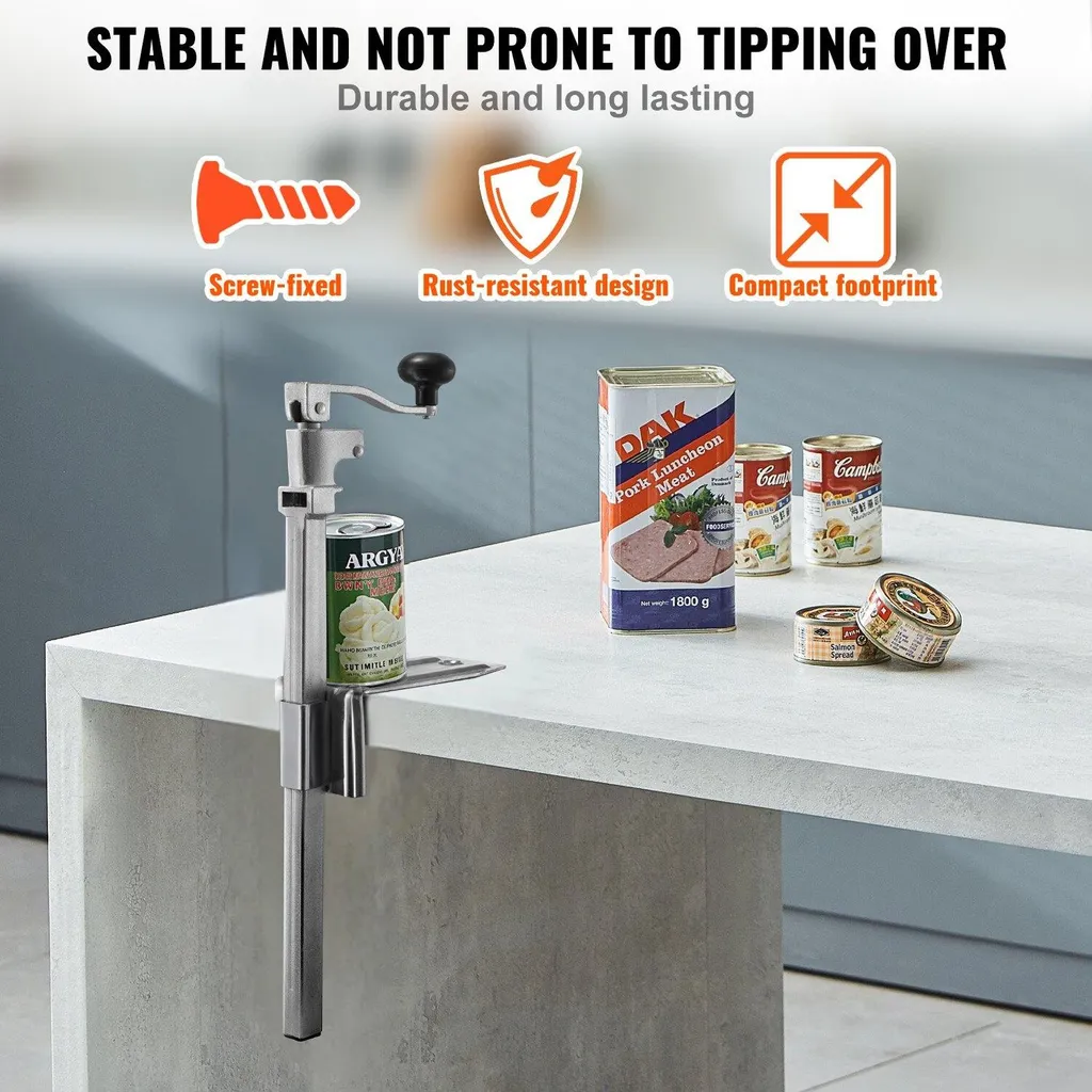 Apriscatole commerciale, apriscatole manuale da tavolo per uso intensivo per lattine fino a 300 mm di altezza, apriscatole professionali regolabili in altezza fissati con viti, per ristoranti, hotel e negozi di alimentari - 4
