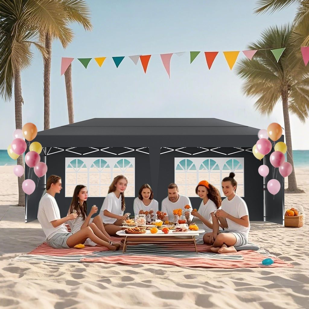 YUENFONG Pavillon Partyzelt 3x6m Metall Faltpavillon Faltbar Gartenpavillon Wasserdicht Stabil Gartenzelt Pergola für Party, Marktstand, Garten Ou...