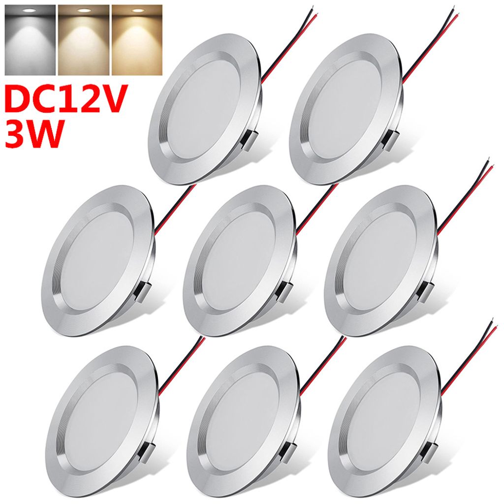 8X 3W Led Einbaustrahler Flach Warmweiß 12V Led Spots Strahler Spots Deckenleuchte Einbauleuchte Silber Deckenstrahler für Badezimmer Küche Korr...