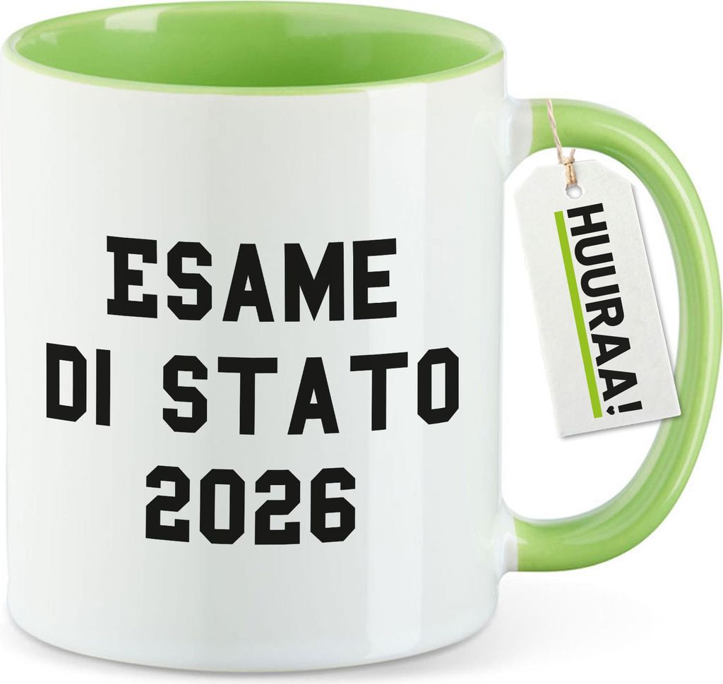 Huuraa Kaffeetasse Esame di Stato 2026 Abschluss Italien 330ml Grün Keramik Kaffeebecher Geschenkidee