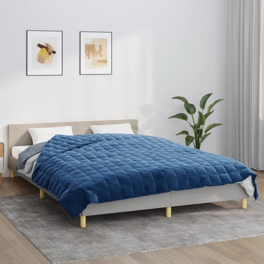 vidaXL Gewichtsdecke Blau 200x225 cm 9 kg Stoff - Gewichtsdecke - Gewichtsdecken - Beschwerte Decke - Decke