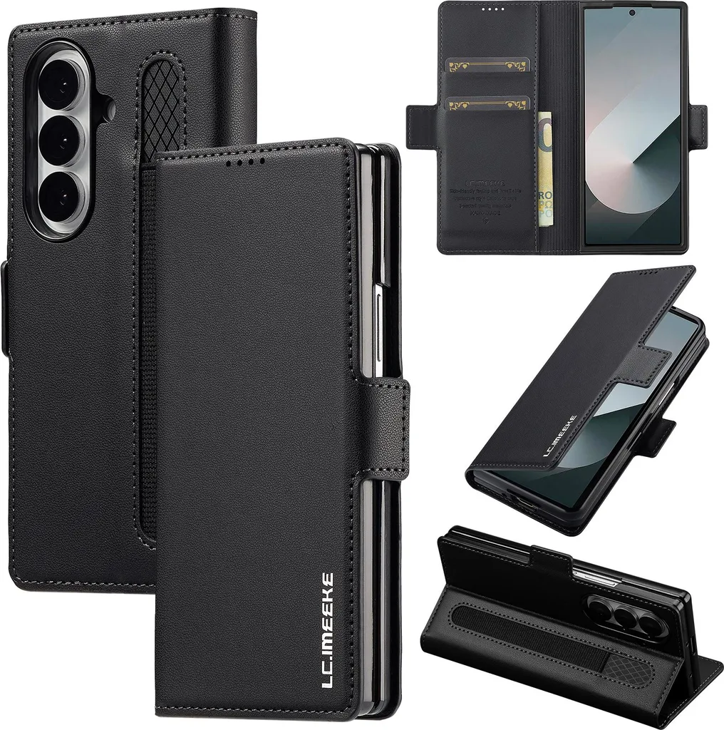 Cover Portafoglio Pelle Samsung Z Fold 7 Nero - Protezione RFID Business