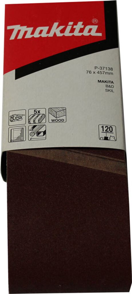 Set van 5 schuurbanden, 76 x 457 mm, geschikt voor hout en Productafbeelding 