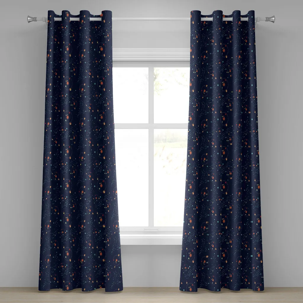 Rideau Galaxie Turquoise 280x175 cm en Tissu Durable à Motif Cosmos