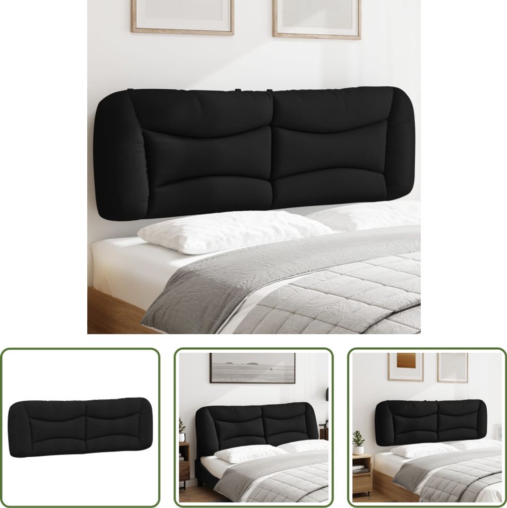 The Living Store Kopfteil-Kissen Schwarz 160 cm Stoff