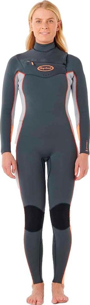 Rip Curl Dawn Patrol Pro 3/2 Mm Neoprenanzug Mit Langem Arm Und Reißverschluss Am Brustkorb Für Damen Grau 12 Grau 12