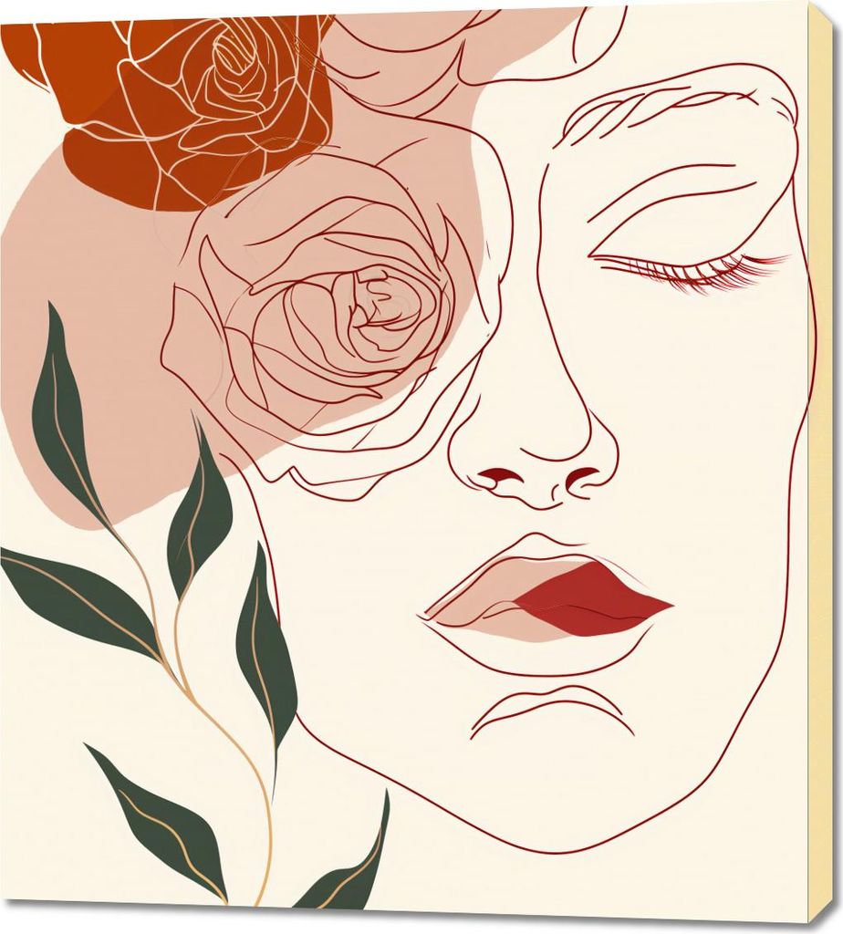 Bild 90x100cm Beige und Gesicht
