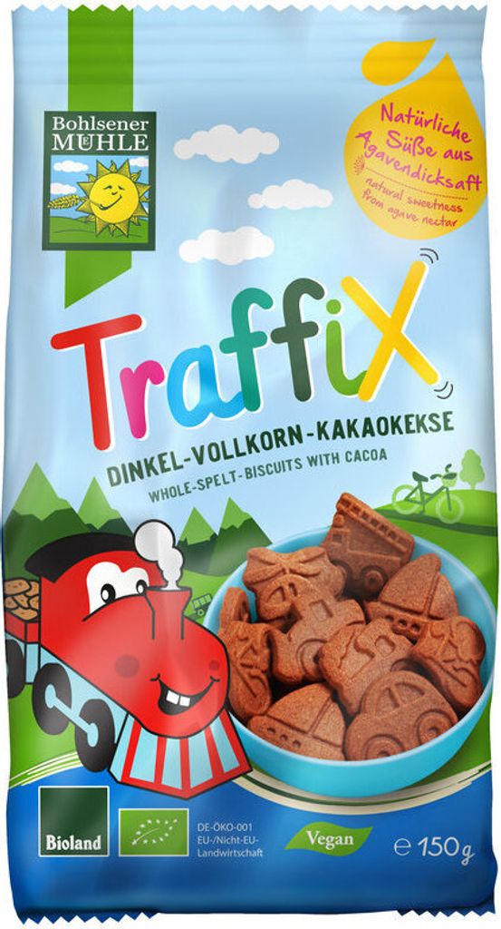 Traffix - Celozrnné špaldové kakaové sušienky 125g Obrázok produktu 