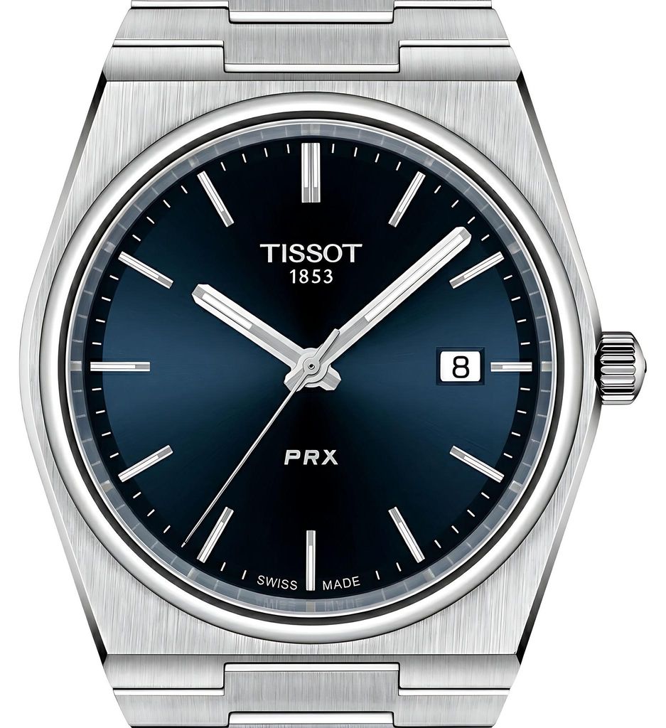 Tissot PRX herenhorloge, 40mm, zilverkleurig, blauw, Productafbeelding 