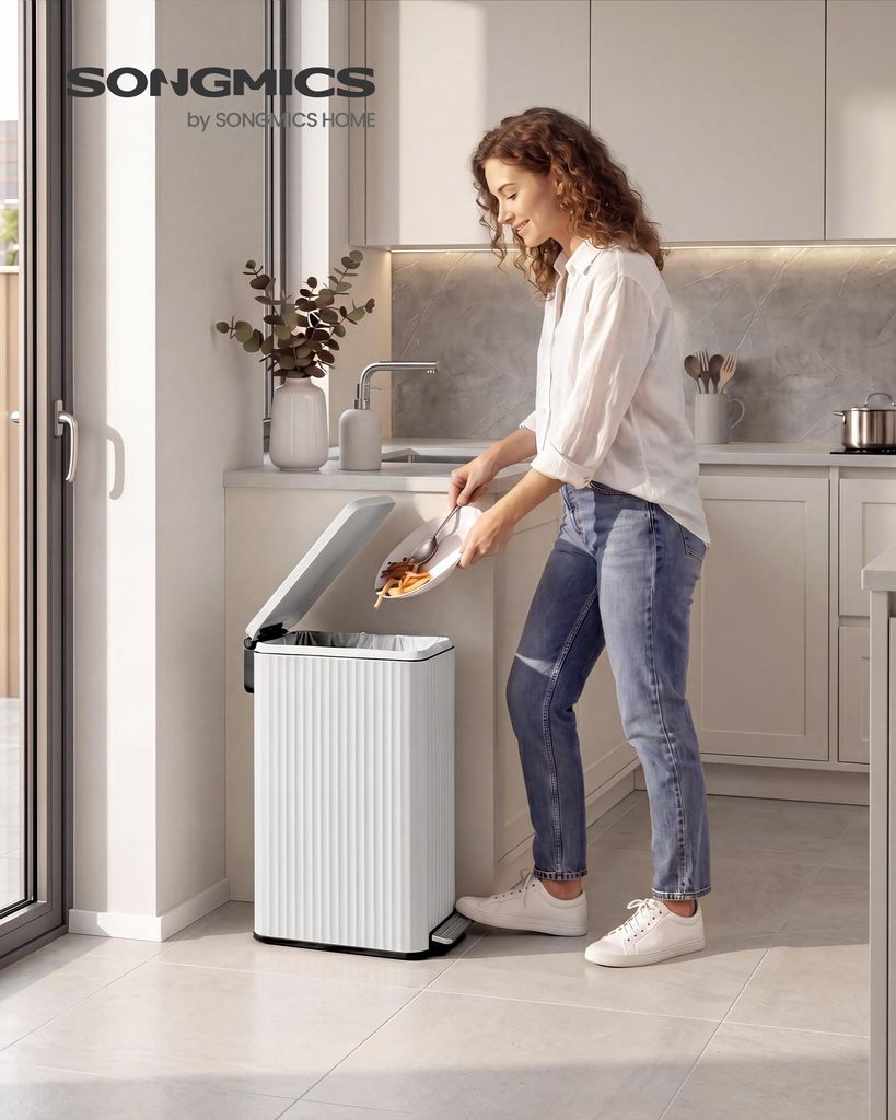 SONGMICS Mülleimer Küche 50 L, Tretmülleimer mit Produktbild 