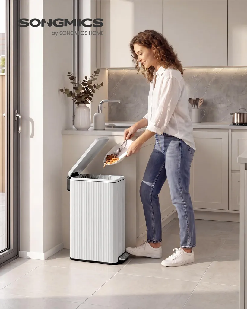 SONGMICS Mülleimer Küche 50 L, Tretmülleimer mit