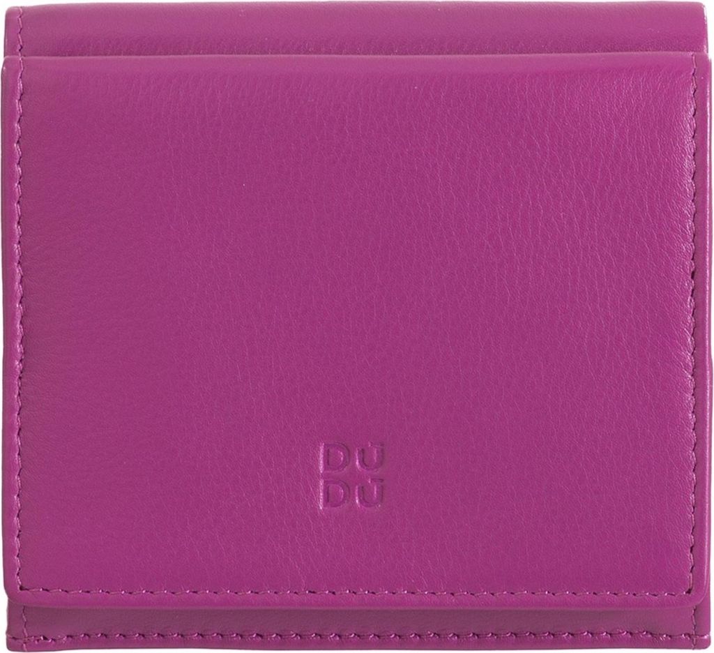 DUDU Geldbeutel Potremonnaie FUCHSIA VIOLETT BUNT Echtleder leicht praktisch Damen