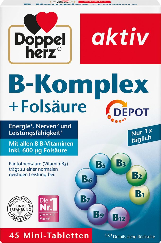 DOPPELHERZ B-Komplex+Folsäure Tabletten Produktbild 