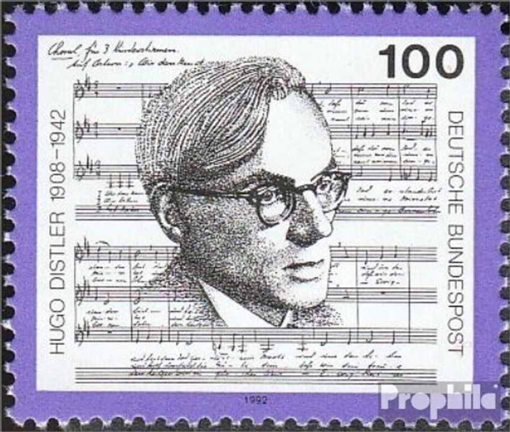 Briefmarken BRD (BR.Deutschland) 1992 Mi 1637 (kompl.Ausgabe) postfrisch 50.Todestag von Distler