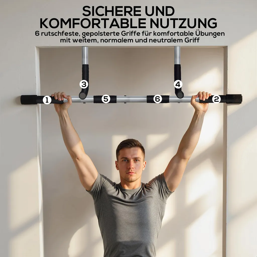 Barre de traction porte pour musculation à domicile sans perçage mur - 8