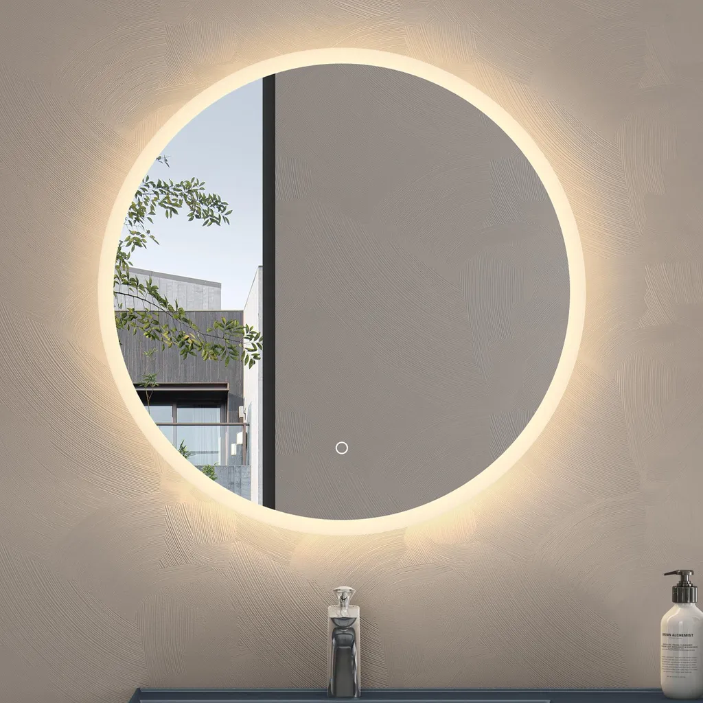 Doporro 70cm Miroir Rond Tactile LED Anti-Ombre - Salle de Bain Propre