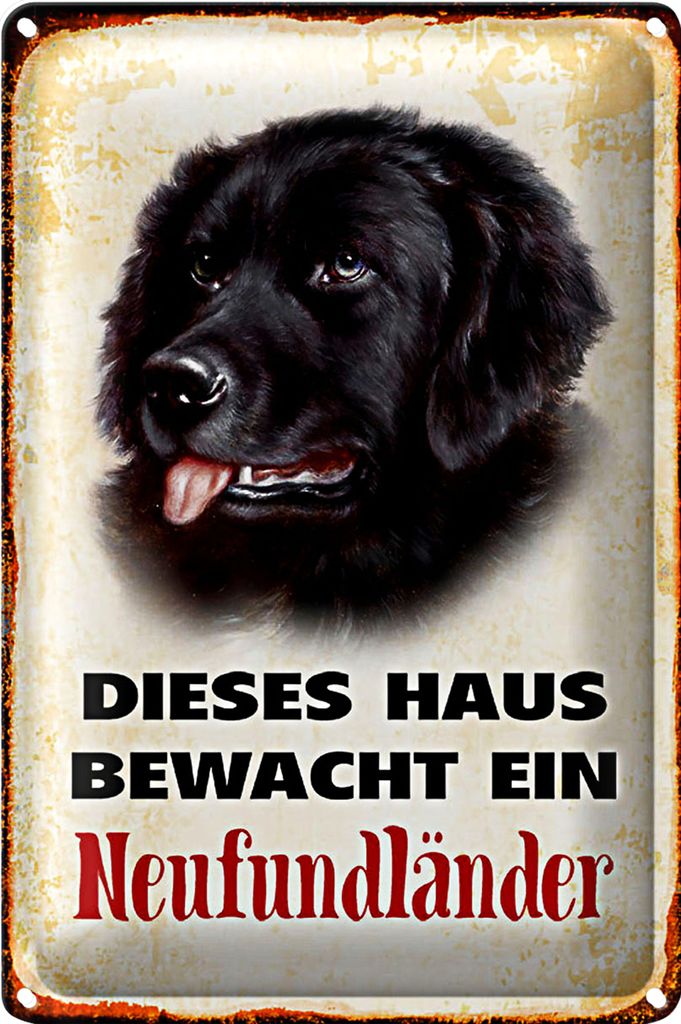 Blechschild Hund 20x30cm dieses Haus bewacht Neufundländer