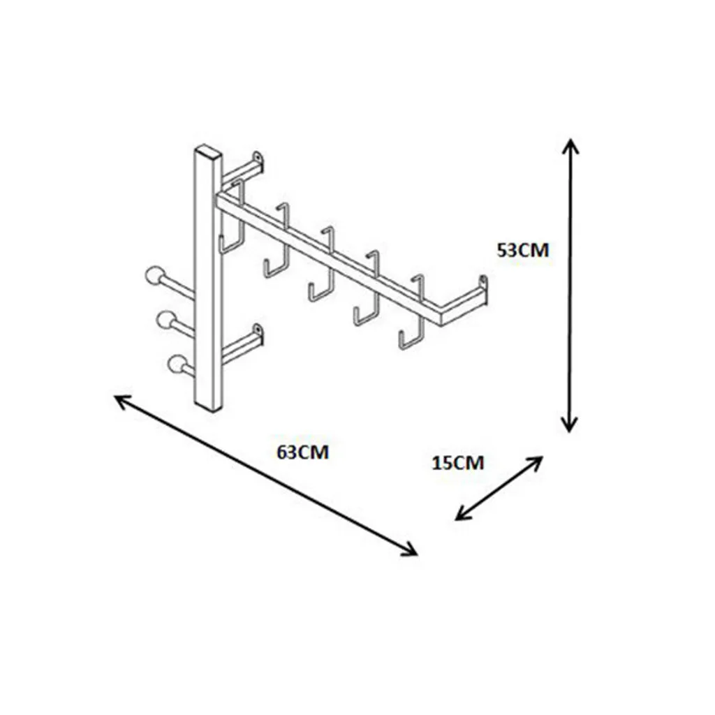 Patère d'angle murale Iris noire 5 têtes pour gain de place entrée - 8
