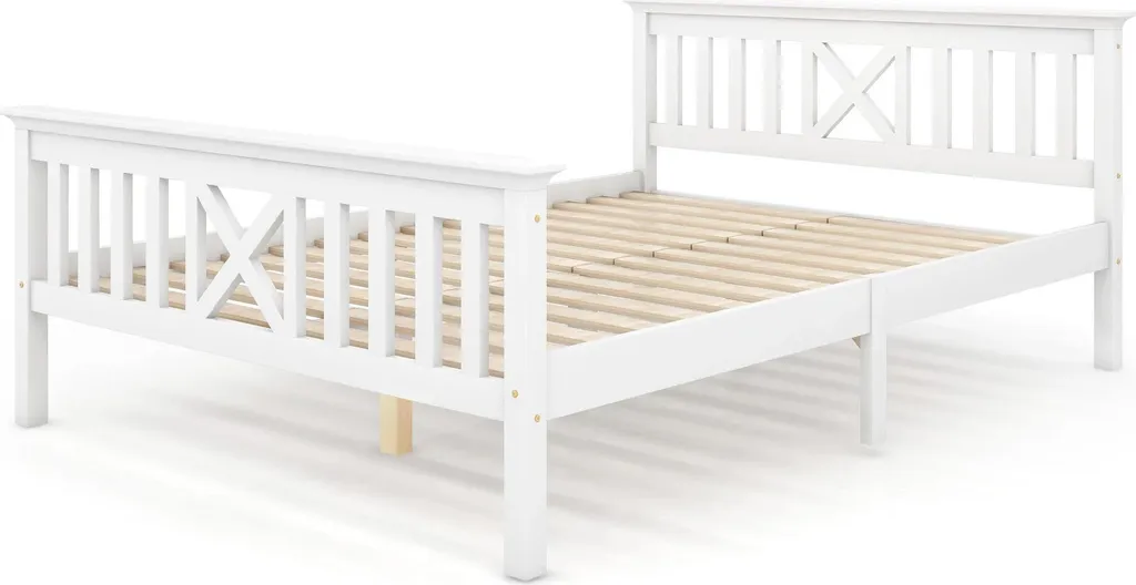Cadre de lit double moderne en tissu rose 140x200 avec sommier inclus