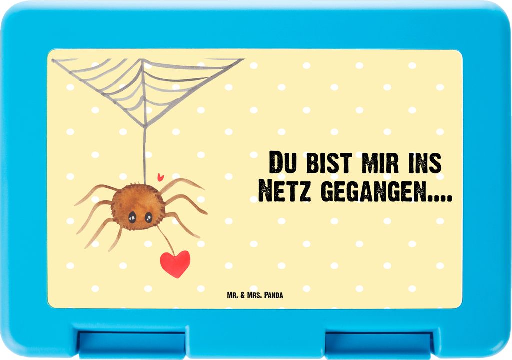 Mr. & Mrs. Panda Lunchbox Spinne Agathe Liebe - Gelb Pastell - Geschenk, Frischhaltedose, Bento Box, Meal Prep, Verliebt, Bentobox, Vorratsbehälte...