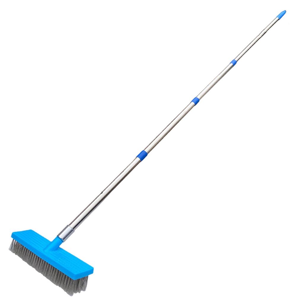Edelstahl-Bodenbürste mit langem Griff, robuste Bodenbürste, ergonomische Winkel-Drahtbürste
