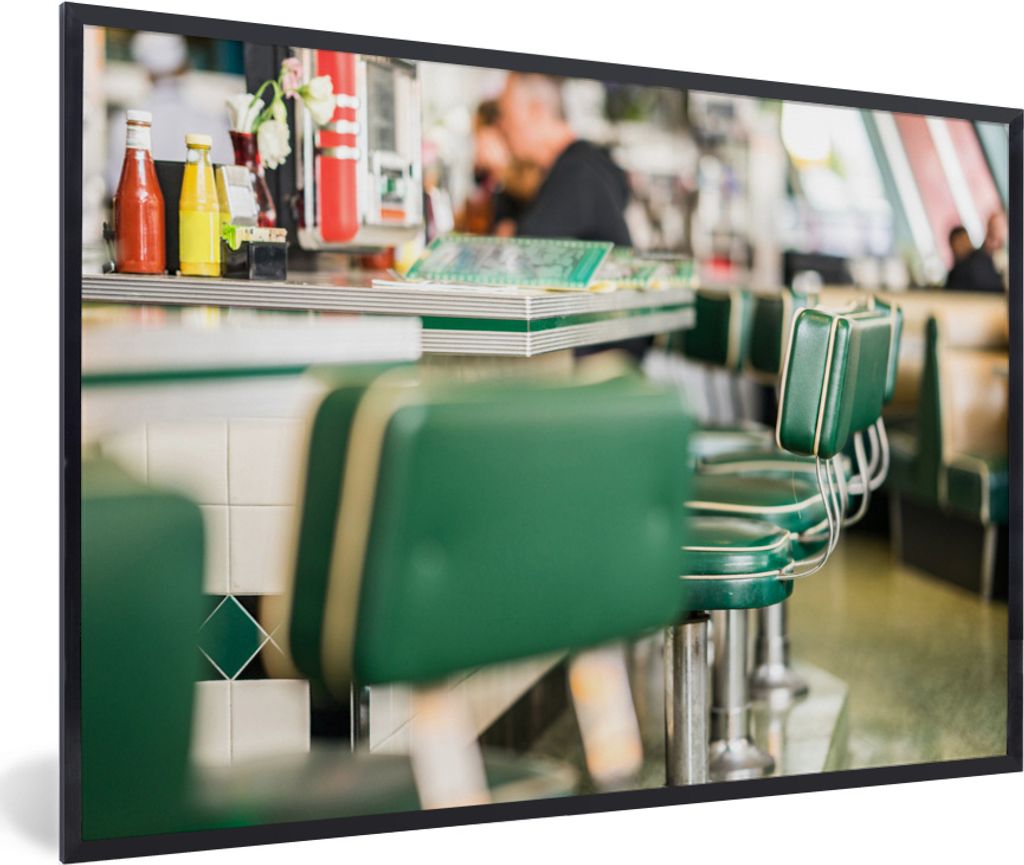 MuchoWow MuchoWow Gerahmtes Poster Fifties-Dinner 30x20 cm - Poster mit zchwarzem Bilderrahmen - Kunstdruck - Bild-Poster