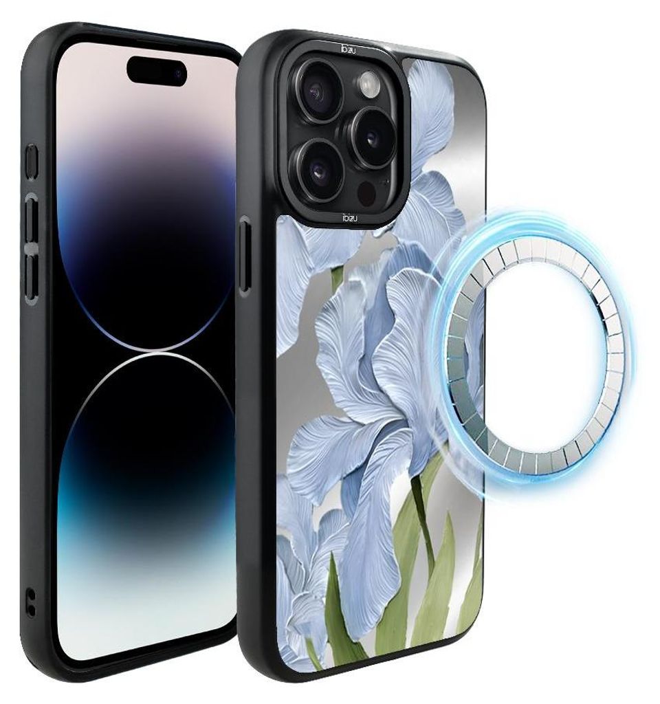 Schutzhülle für das iPhone 14 Pro, MagSafe-kompatibel, mattschwarze Seiten, Blaue Iris
