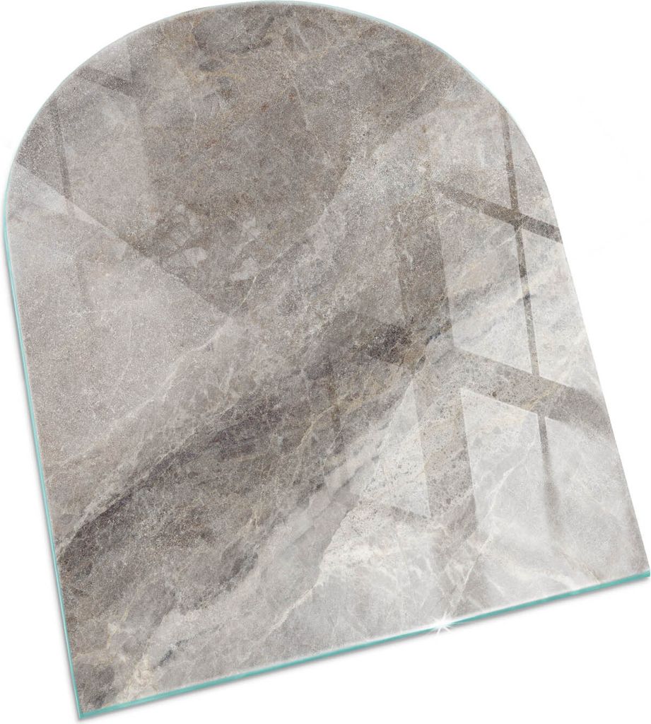 Muster aus Naturstein – Glasbodenplatte für – Kaminofen – Kaminplatte Glas – Schutzglas – Funkenschutzplatte –Glasbodenplatte Feuerfes...