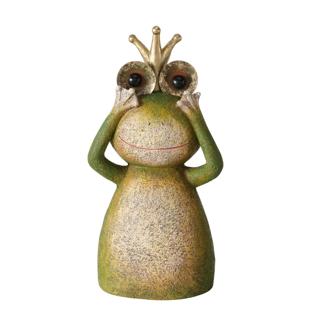 BOLTZE Figure de jardin Grenouille déco extérieure en métal vert
