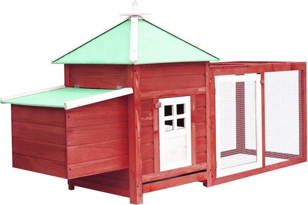 The Living Store Hühnerstall mit Hühnernest Rot 190x72x102 cm Tanne Massivholz
