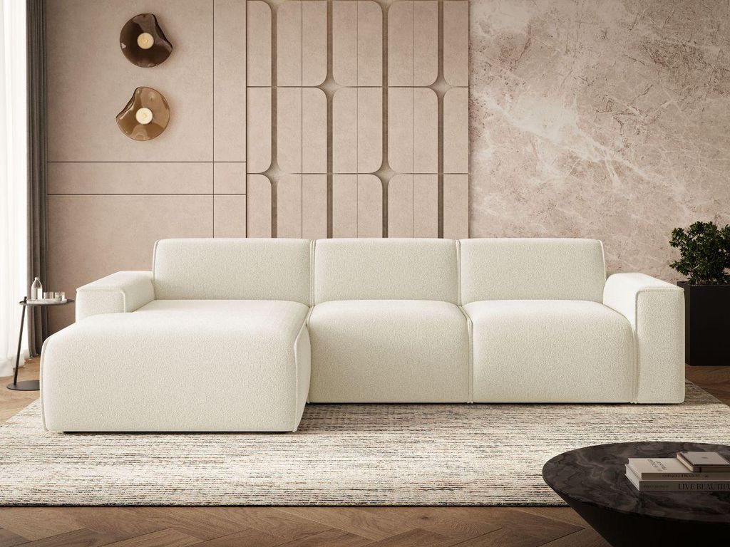 GrainGold Ecksofa L-Form Links Lavia - Moderne Ecksofa, Wohnzimmer Ecksofa - Eckcouch Creme (Quelle 02)