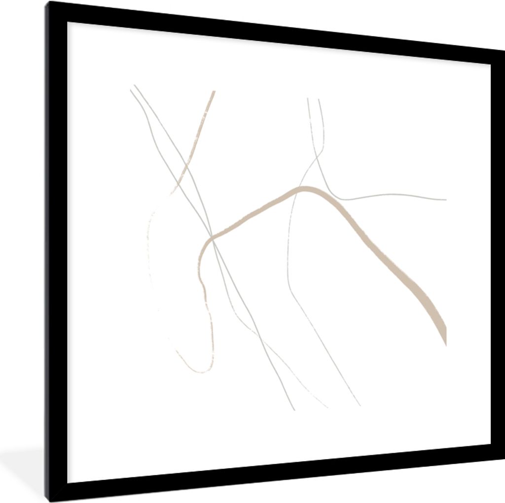 MuchoWow Gerahmtes Poster Abstrakt - Minimalismus - Linienkunst 40x40 cm - Poster mit Schwarzem Bilderrahmen Wandposter Rahmen Foto Bilder - Post...
